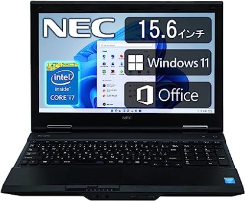 NEC ノートパソコン VK26 VK27/Office 2019/■第4世代Core-i7/10キー/Windows11 Pro/WIFI/HDMI/15.6型/8GB/(整備済み品)(テンキー あり, SSD 256GB)