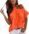 Sleeve loose Fashion lovely Women’s Top Short print Shoulder Casual Women’s Blouse Roupas Femininas (Orange, S)